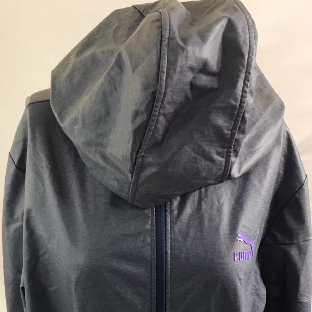 Puma jacket w/hood ladies large gray and purple